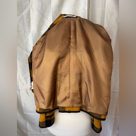 LOFT Black and Orange Checkered Pea Coat wool blend - Picture 12 of 13